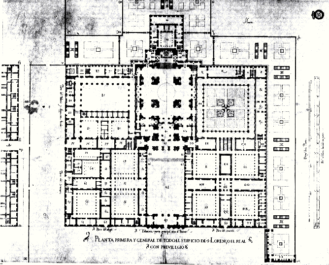 Estampa de la traza de El Escorial, de Juan de Herrera